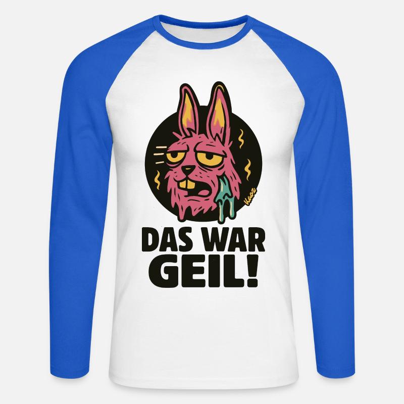 Pinker Hase Graffiti: Das War Geil - Unisex Baseballshirt langarm - Weiß/Royalblau