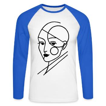 Black Geometric Human - Unisex Long Sleeve Baseball T-Shirt - white/royal blue - Front - Nik (191cm)