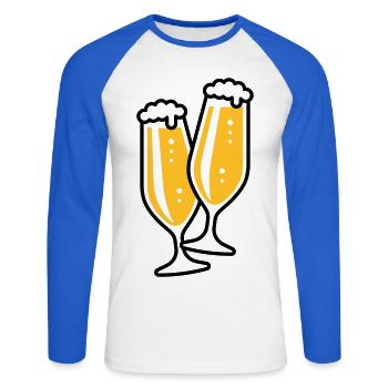 Pilsglas Schlank (Bier / Pils / Biertulpe / 2C) - Unisex Baseballshirt langarm - Weiß/Royalblau - Vorne - Nik (191cm)