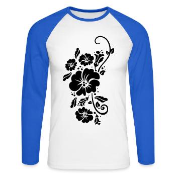 floral flower blumen sommer - T-shirt baseball manches longues Homme - blanc/bleu royal - Devant - Nik (191cm)