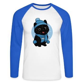 Cuddly Dog Winter Magic - Unisex Long Sleeve Baseball T-Shirt - white/royal blue - Front - Nik (191cm)