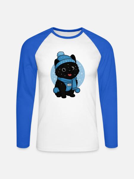 Cuddly Dog Winter Magic - Unisex Long Sleeve Baseball T-Shirt - white/royal blue