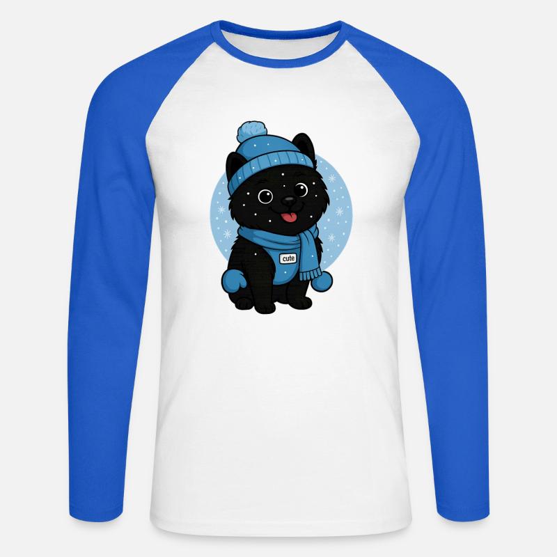 Cuddly Dog Winter Magic - Unisex Long Sleeve Baseball T-Shirt - white/royal blue