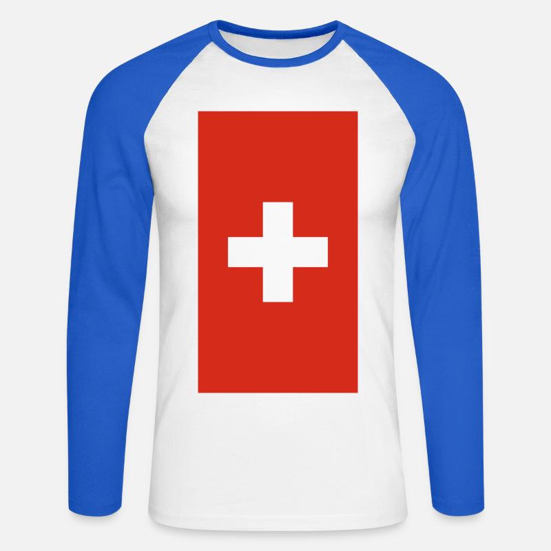 Telefon-Fall der Schweizer Flagge - Unisex Baseballshirt langarm - Weiß/Royalblau