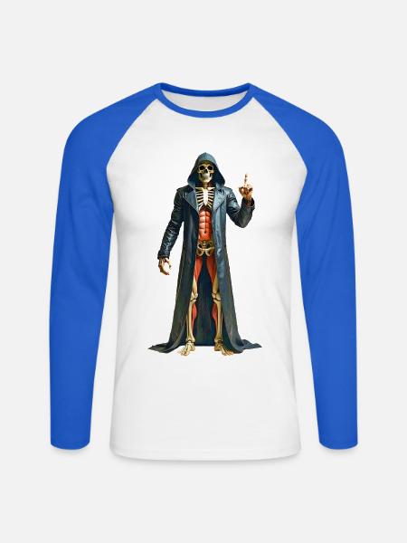 Skelett Halloween - Unisex Baseballshirt langarm - Weiß/Royalblau