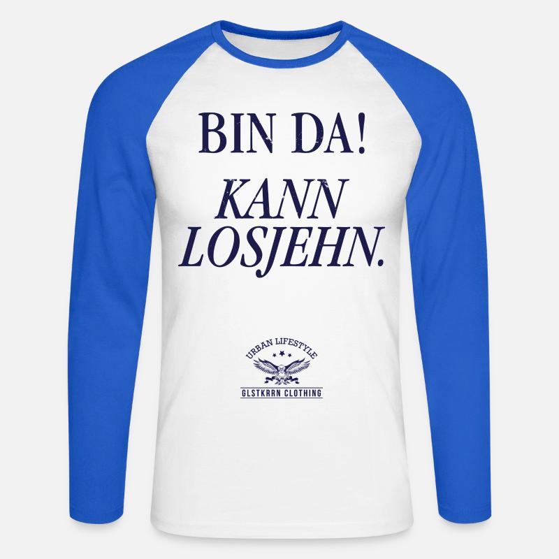 Bin da! Kann losjehn - Unisex Baseballshirt langarm - Weiß/Royalblau