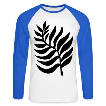 Plantes végétales - T-shirt baseball manches longues Homme - blanc/bleu royal - Devant - Nik (191cm)