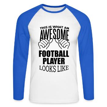 Fußball Fußball Fußball - Unisex Baseballshirt langarm - Weiß/Royalblau - Vorne - Nik (191cm)