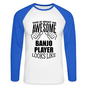 Banjo Banjo Banjo - Unisex Long Sleeve Baseball T-Shirt - white/royal blue - Front - Nik (191cm)