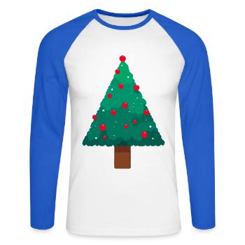 Arbre de Noël - T-shirt baseball manches longues Homme - blanc/bleu royal - Devant - Nik (191cm)