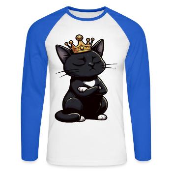 Funny Cat Cats Cat Lover Kitten - Unisex Long Sleeve Baseball T-Shirt - white/royal blue - Front - Nik (191cm)