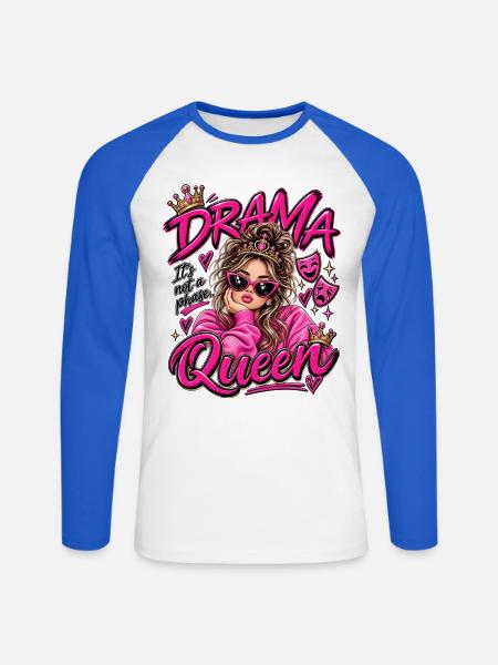 Drama Queen Pink - Unisex Baseballshirt langarm - Weiß/Royalblau