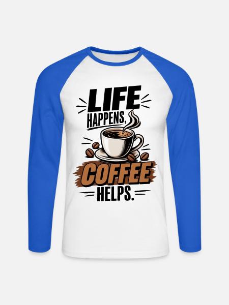 Life Coffee Kaffeefan Design - Unisex Baseballshirt langarm - Weiß/Royalblau