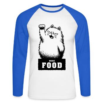 More Food - Unisex Long Sleeve Baseball T-Shirt - white/royal blue - Front - Nik (191cm)