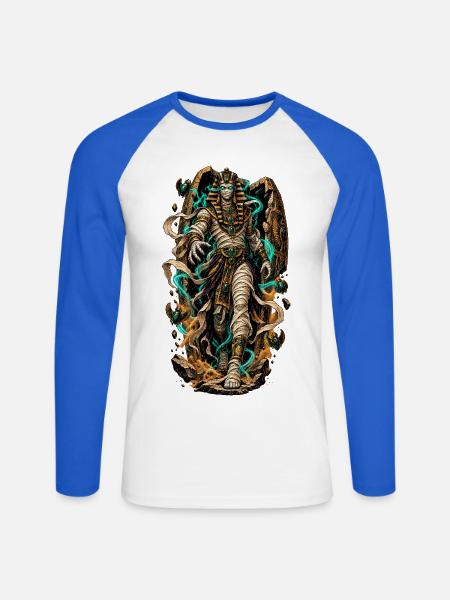 Pharaoh Emerald Aura - Unisex Baseballshirt langarm - Weiß/Royalblau