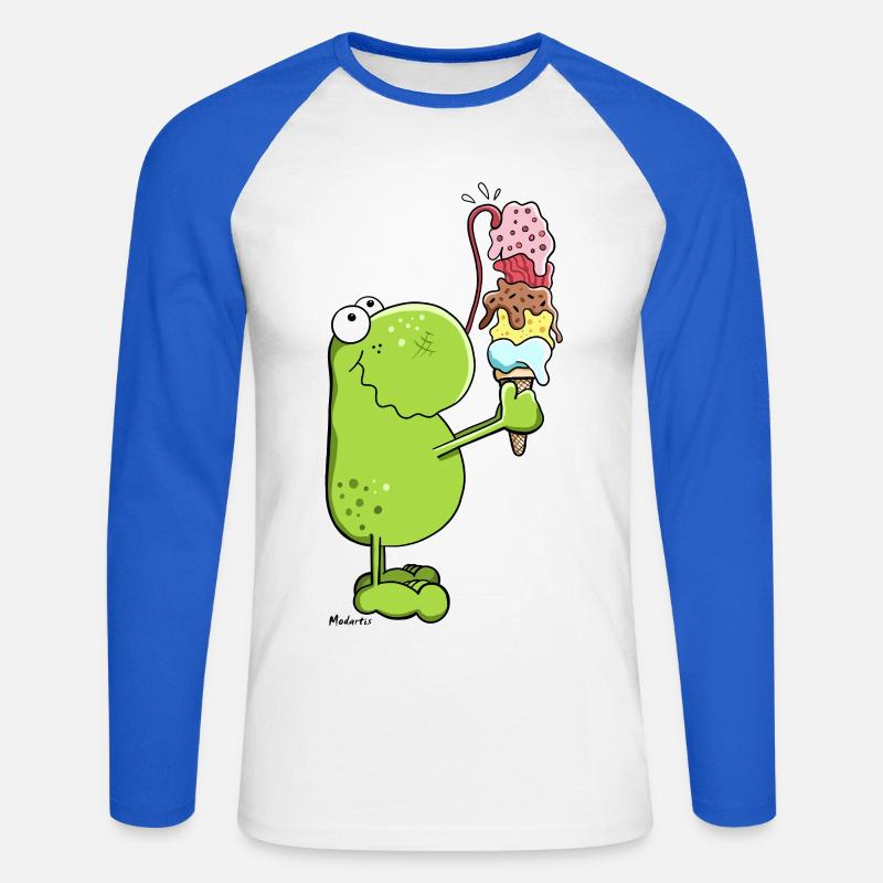 Frosch mit Eis - Unisex Baseballshirt langarm - Weiß/Royalblau