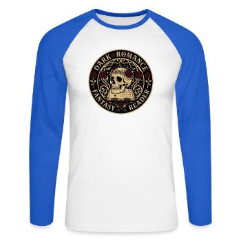 Dark Romance - Unisex Long Sleeve Baseball T-Shirt - white/royal blue - Front - Nik (191cm)