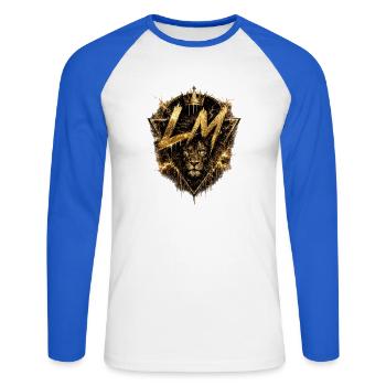 Lion d’Or - T-shirt baseball manches longues Homme - blanc/bleu royal - Devant - Nik (191cm)