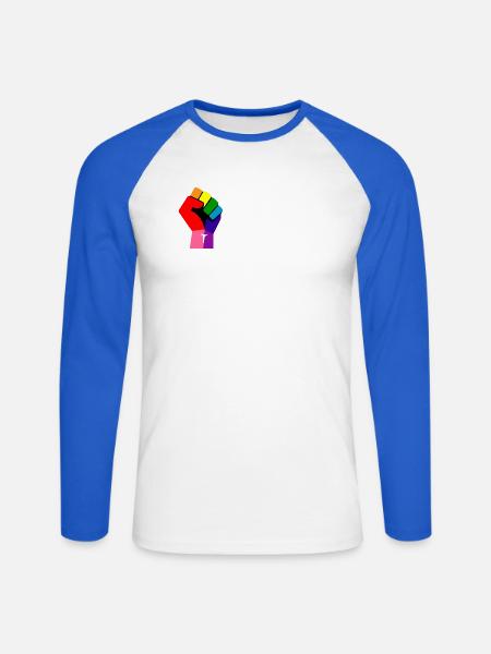 Queer Faust erhoben - Unisex Baseballshirt langarm - Weiß/Royalblau