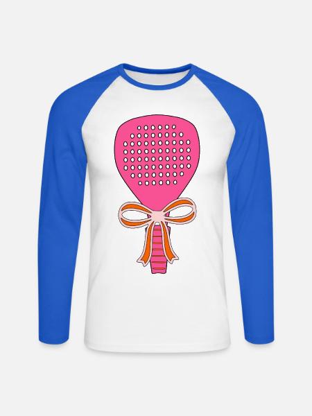 Padel Schläger Geschenk - Unisex Baseballshirt langarm - Weiß/Royalblau