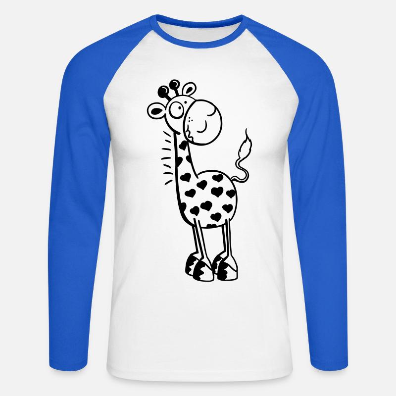 Herzliche Giraffe - Giraffen - Tiere - Comic - Unisex Baseballshirt langarm - Weiß/Royalblau