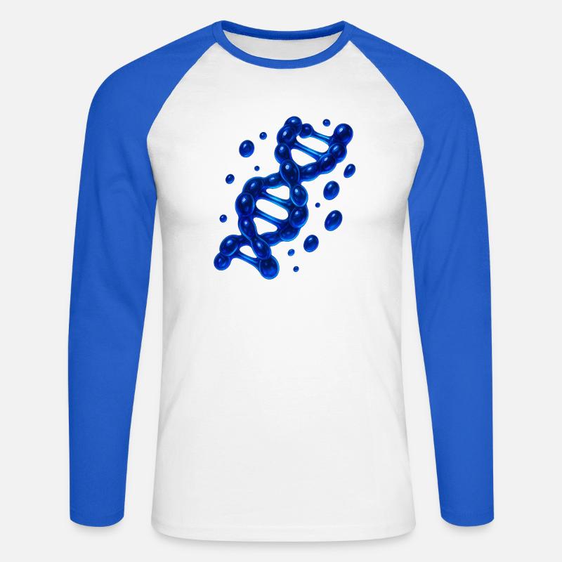 3D DNS Helix Molekül Blau - Unisex Baseballshirt langarm - Weiß/Royalblau