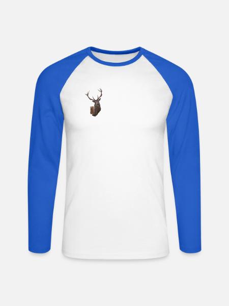 Hirsch - Unisex Baseballshirt langarm - Weiß/Royalblau
