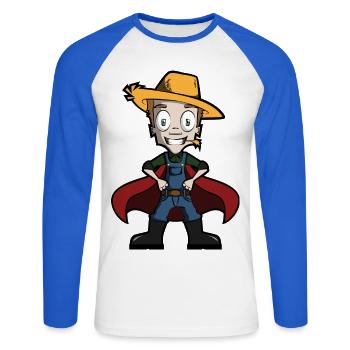 Laughing farmer - Unisex Long Sleeve Baseball T-Shirt - white/royal blue - Front - Nik (191cm)