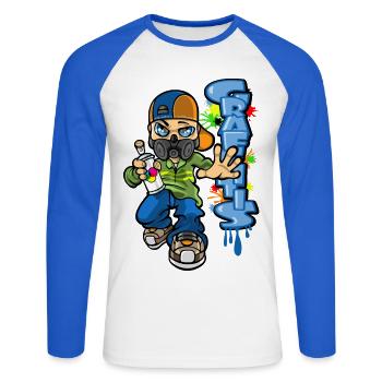 B-boy and graffiti - Unisex Long Sleeve Baseball T-Shirt - white/royal blue - Front - Nik (191cm)