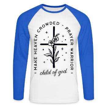 Christliches Mädchen Kind von Gott Himmel Blumenkreuz - Unisex Baseballshirt langarm - Weiß/Royalblau - Vorne - Nik (191cm)