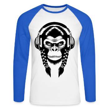 Nightlife Monkey Head Club Chemise Édition Son - T-shirt baseball manches longues Homme - blanc/bleu royal - Devant - Nik (191cm)