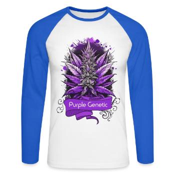 Purple Genetic - Unisex Long Sleeve Baseball T-Shirt - white/royal blue - Front - Nik (191cm)