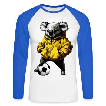Soccer Koala - T-shirt baseball manches longues Homme - blanc/bleu royal - Devant - Nik (191cm)