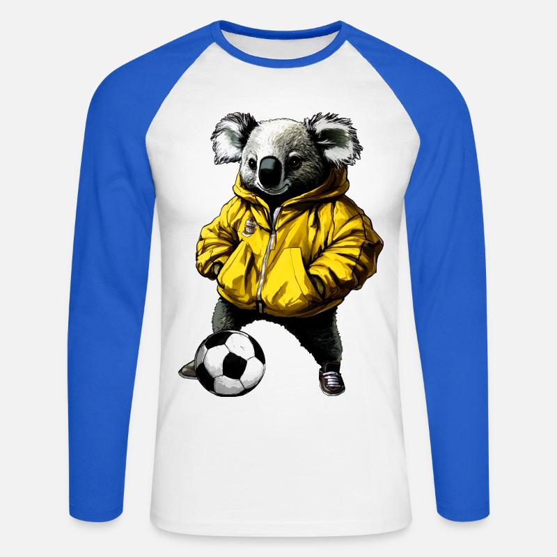 Soccer Koala - Maglia da baseball a manica lunga da uomo - bianco/blu royal