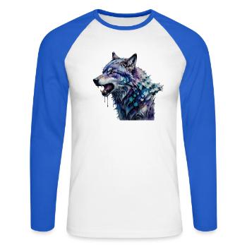 Loup Alpha - T-shirt baseball manches longues Homme - blanc/bleu royal - Devant - Nik (191cm)