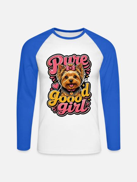 Yorkshire Terrier - Unisex Baseballshirt langarm - Weiß/Royalblau