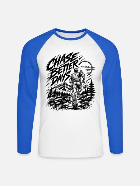 Mountain Trail Runner – Weiter in Bewegung - Unisex Baseballshirt langarm - Weiß/Royalblau