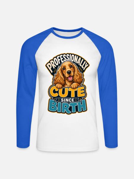 Englischer Cocker Spaniel - Unisex Baseballshirt langarm - Weiß/Royalblau