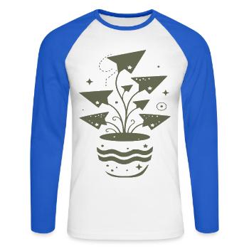 Magische Wachstumspflanze Explosiv - Unisex Baseballshirt langarm - Weiß/Royalblau - Vorne - Nik (191cm)