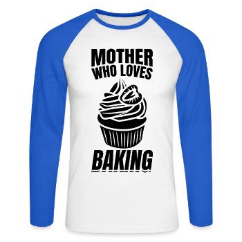 Baker Mother - Unisex Long Sleeve Baseball T-Shirt - white/royal blue - Front - Nik (191cm)