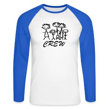 Famille équipe Crew - T-shirt baseball manches longues Homme - blanc/bleu royal - Devant - Nik (191cm)