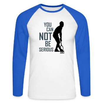 Tennis mcenroe tribute  - Unisex Baseballshirt langarm - Weiß/Royalblau - Vorne - Nik (191cm)