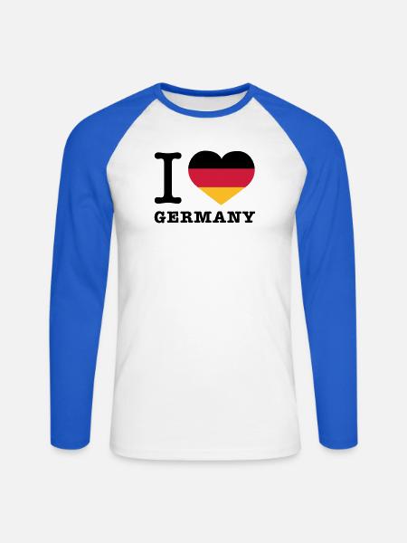 I love Germany - Unisex Baseballshirt langarm - Weiß/Royalblau