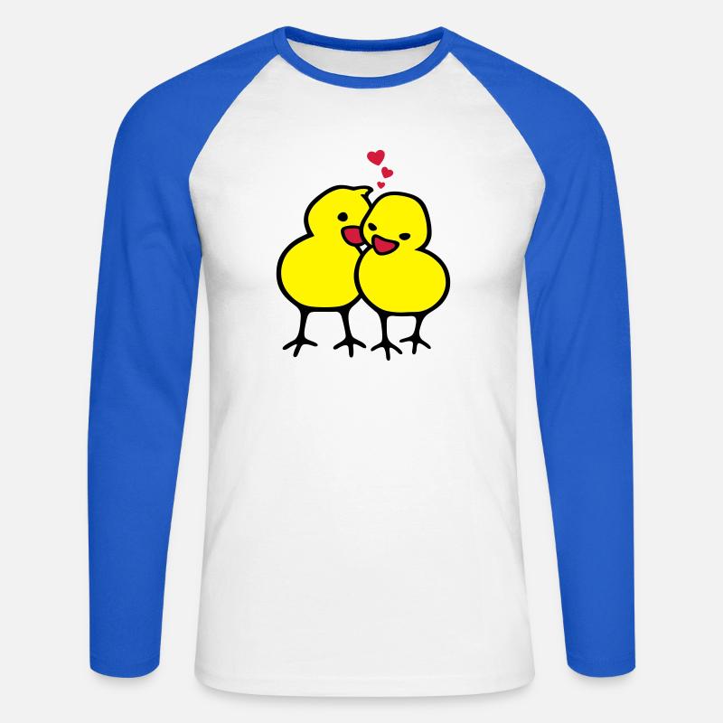 Chicks in Love (c) - Unisex Baseballshirt langarm - Weiß/Royalblau