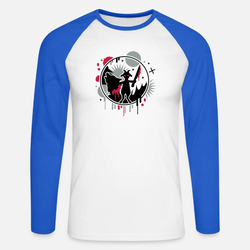 Der Wolf und das 7.Geisslein - Unisex Baseballshirt langarm - Weiß/Royalblau