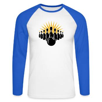 jeu de quilles - T-shirt baseball manches longues Homme - blanc/bleu royal - Devant - Nik (191cm)
