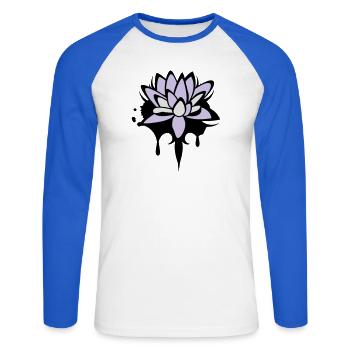 Fleur de lotus graffiti - T-shirt baseball manches longues Homme - blanc/bleu royal - Devant - Nik (191cm)