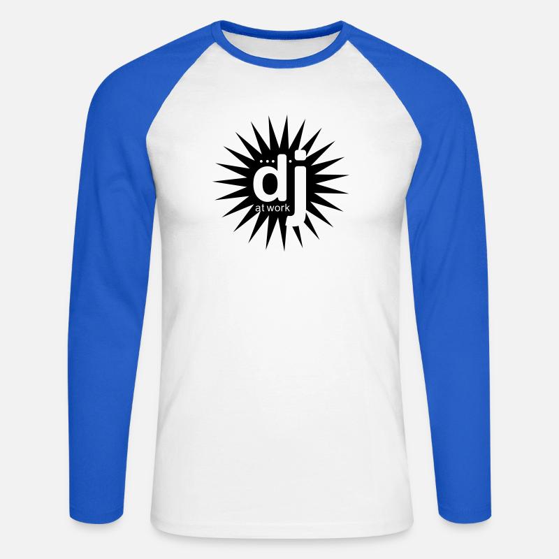 DJ bei der Arbeit - Unisex Baseballshirt langarm - Weiß/Royalblau