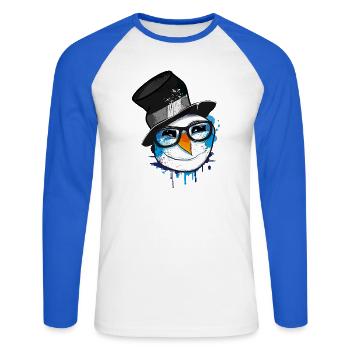 Schneemann mit Nerd Brille - Unisex Baseballshirt langarm - Weiß/Royalblau - Vorne - Nik (191cm)