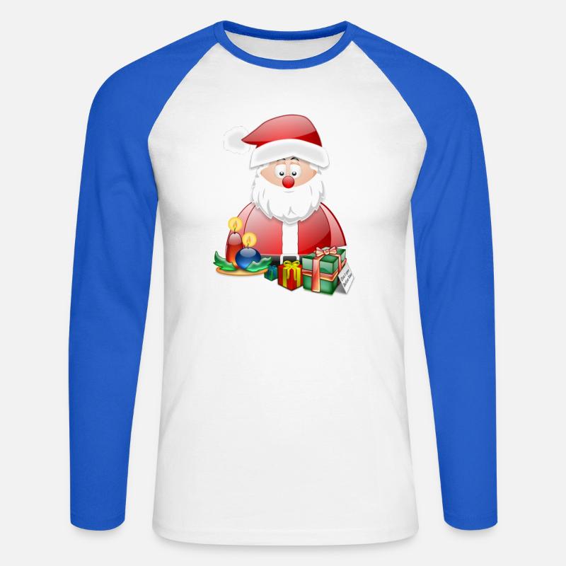 Weihnachtsmann und helle Geschenke - Unisex Baseballshirt langarm - Weiß/Royalblau